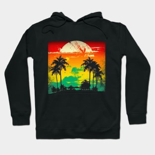 Retro Paradise: Vintage Tropical Sunset and Palms Hoodie